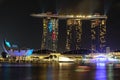 Singapore Marina Bay night view during light show Royalty Free Stock Photo