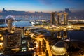 Singapore Marina Bay rooftop view with urban skyscrapers at nigh Royalty Free Stock Photo