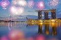 Singapore Marina Bay Sands And Flyer Fireworks