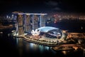 Singapore Marina Bay Sands at night, Marina Bay area at night, Singapore, AI Generated