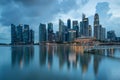 Singapore Marina Bay skyline during the blue hour. Royalty Free Stock Photo