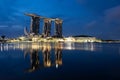 Singapore Marina Bay skyline during the blue hour. Royalty Free Stock Photo