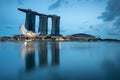 Singapore Marina Bay skyline during the blue hour. Royalty Free Stock Photo