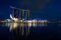 Singapore Marina Bay skyline during the blue hour. Royalty Free Stock Photo