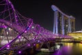 Singapore, Marina, Helix Bridge at night Royalty Free Stock Photo