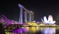 Singapore, Marina, Helix Bridge and skyline Royalty Free Stock Photo