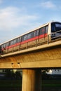 Singapore mass rapid train (MRT) travels on the track