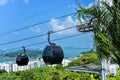 Day view of cable cars from Singapore to Sentosa Island. Royalty Free Stock Photo