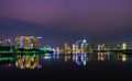 Cityscape Singapore modern and financial city in Asia. Marina bay landmark of Singapore. Night landscape of business building Royalty Free Stock Photo