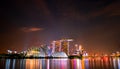 SINGAPORE-MAY 19, 2019 : Cityscape Singapore modern and financial city in Asia. Marina bay landmark of Singapore. Night landscape Royalty Free Stock Photo