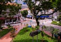 Singapore May2020 Covid-19 outbreak. Amoy Street Food Centre overlooking very quiet empty streets normally crowded with office Royalty Free Stock Photo