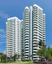 Singapore - May 2, 2016: Modern apartment building in Singapore with blue sky