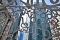 Sightseeing in Singapore 2019 - view onto skyscrapers through characters as part of an open public artwork