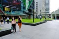 Singapore May2020 One Raffles Place business district unusually quiet and empty during weekday; office workers and tourists hardly