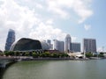 Singapore - May 31, 2015: Singapore skyline panorama at Esplanade and Singapore Flyer Royalty Free Stock Photo