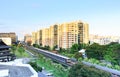 Singapore-09 MAY 2018: train leaving Payalebar MRT station in Singapore