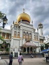 Singapore, May 15, 2023. Masjid Sultan, Singapore Mosque in historic Kampong Glam with golden dome and huge prayer hall.