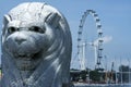 Singapore city merlion and flyer