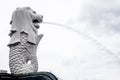 The Merlion lion  sculpture, national landmark of Singapore, in Merlion Park, minimalist view. Royalty Free Stock Photo