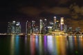 Singapore Merlion Park and Singapore financial district skyline at Singapore Marina bay Royalty Free Stock Photo