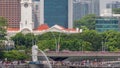 Singapore Merlion Park and Victoria Concert Hall with esplanade bridge timelapse