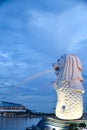 Singapore Merlion Statue Evening Shot Royalty Free Stock Photo