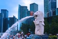 Singapore Merlion statue fountain in Merlion Park Royalty Free Stock Photo