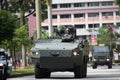 A Singapore military army tank driving past the heartlands at Jurong West Avenue 5 during the nation`s 55th National Day