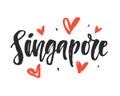 Singapore. Modern city hand written brush lettering