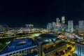 Singapore Modern Skyline by the River at Night Royalty Free Stock Photo