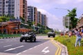 Singapore Mobile Column military parade travelling through Yishun Northpoint City on National Day