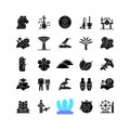 Singapore national symbols black glyph icons set on white space Royalty Free Stock Photo