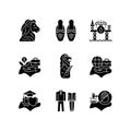 Singapore national values black glyph icons set on white space Royalty Free Stock Photo