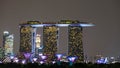 In Singapore, at night, the buildings or high-rise buildings join together to open the fire to enhance the beauty of the city. Royalty Free Stock Photo