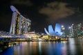 Singapore night city skyline at business district, Marina Bay, Singapore Royalty Free Stock Photo