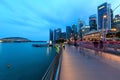Singapore Night Cityscape at blue hour Royalty Free Stock Photo