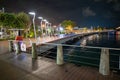 Singapore night lights along Sentosa Boardwalk Royalty Free Stock Photo