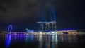 Singapore night lightshow Marina Bay Ships timelapse