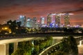 Singapore night skyline from Marina Barrage Royalty Free Stock Photo