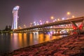 Singapore, 29, September, 2018 : Night view on business district in Singapore. Singapore skyline in the evening. Royalty Free Stock Photo