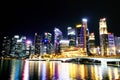 Singapore night view from Esplanade bridge Royalty Free Stock Photo