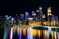 Singapore night view from Esplanade bridge Royalty Free Stock Photo