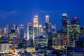 Aerial view of skyline business building and financial district from rooftop, Modern towers and skyscrapers illuminated at night Royalty Free Stock Photo