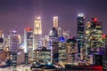 Aerial view of skyline business building and financial district  from rooftop, Modern towers and skyscrapers illuminated at night Royalty Free Stock Photo