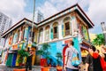 Colorful facade of building in Little India, Singapore on NOV 26,2018. Royalty Free Stock Photo