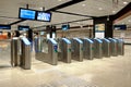 Singapore-08 NOV 2019: MRT ticket gate punch card area in Singapore city