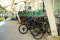 Singapore-02 NOV 2019:Multi Level bike parking garage outside of mrt station