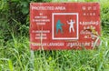 Singapore-05 NOV 2017:Singapore protected area sign board,all foreign languages means isÃ¢â¬ÅPROTECTED AREA,no admittance to