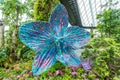 SINGAPORE - NOVEMBER 11, 2018: Blue Orchid Statue in the Botanical Garden