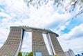 SINGAPORE - NOVEMBER 11, 2018: Building Marina Bay Sands. Bottom view